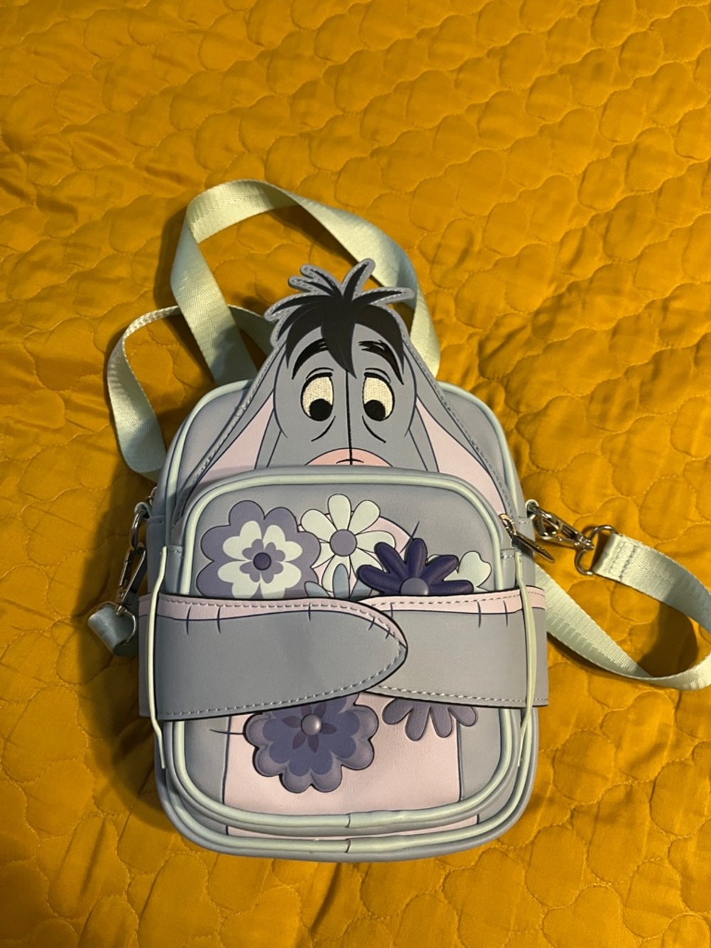 Loungefly Eeyore Floral Crossbody Bag in Lavender - Picture 2 of 3